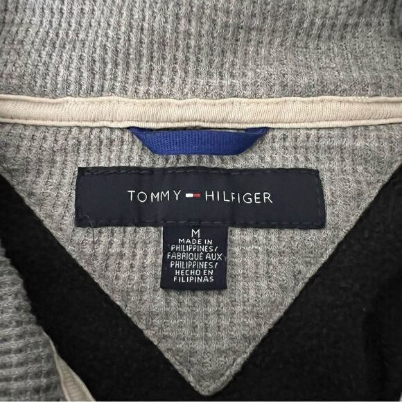 Tommy Hilfiger Sweater Pullover Mens Medium Black 1/4 Zip Snap Button Mock Neck - Picture 11 of 15